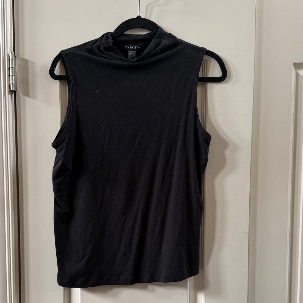 Athleta Black Sleeveless Mock-Neck Tank